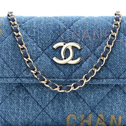 Chanel Denim Quilted Denim Mood Clutch With Chain Blue Multicolor 7 of 10