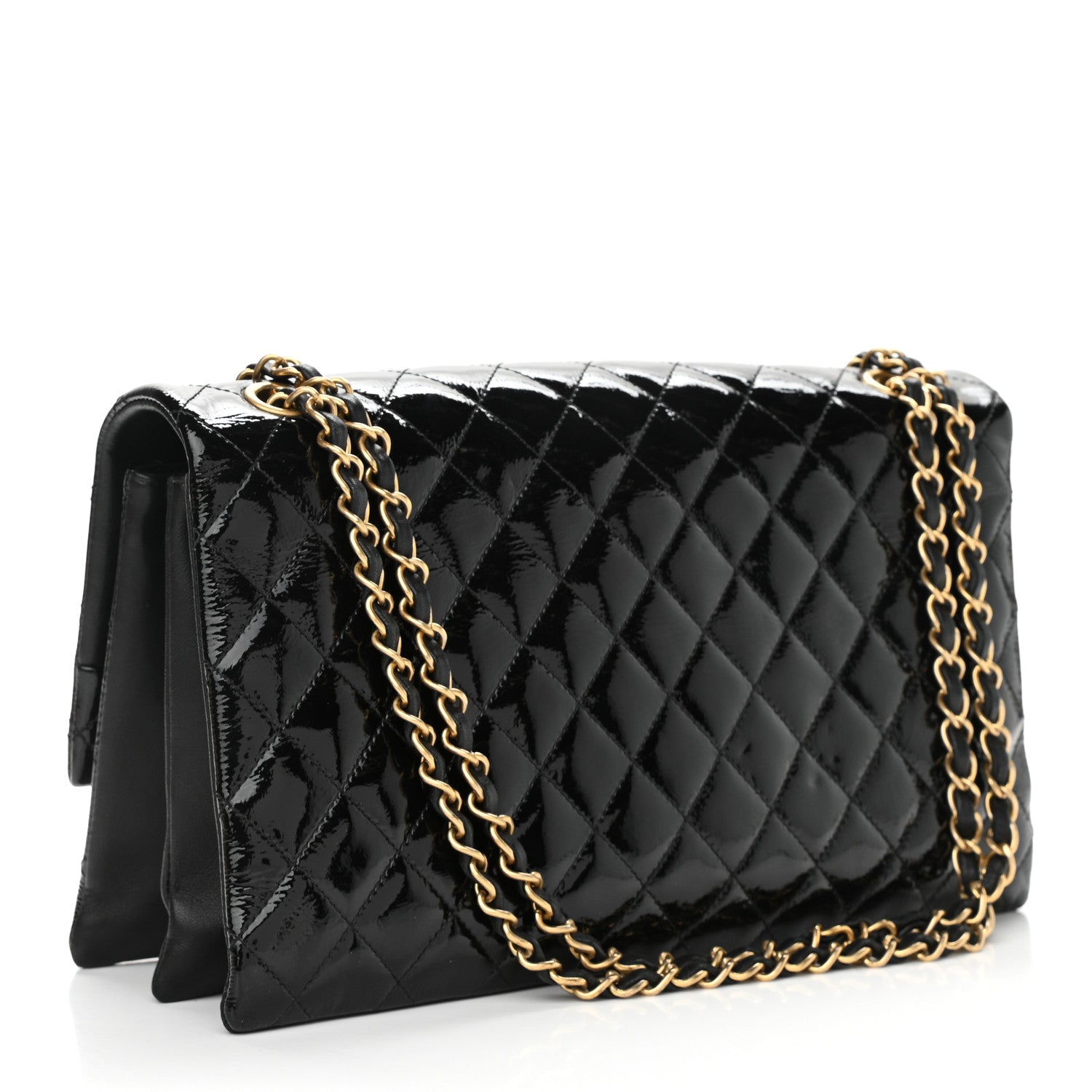 Chanel Patent Goatskin Quilted 3 Pocket Accordion Flap Black 3 of 10