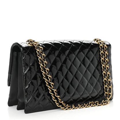 Chanel Patent Goatskin Quilted 3 Pocket Accordion Flap Black 3 of 10
