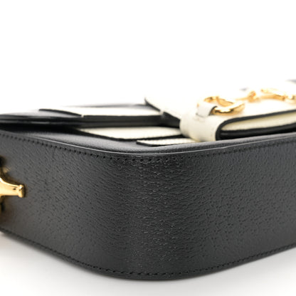 Gucci X ADIDAS Textured Dollar Calfskin Web Small Trefoil Horsebit 1955 Shoulder Bag Black Off White 10 of 11