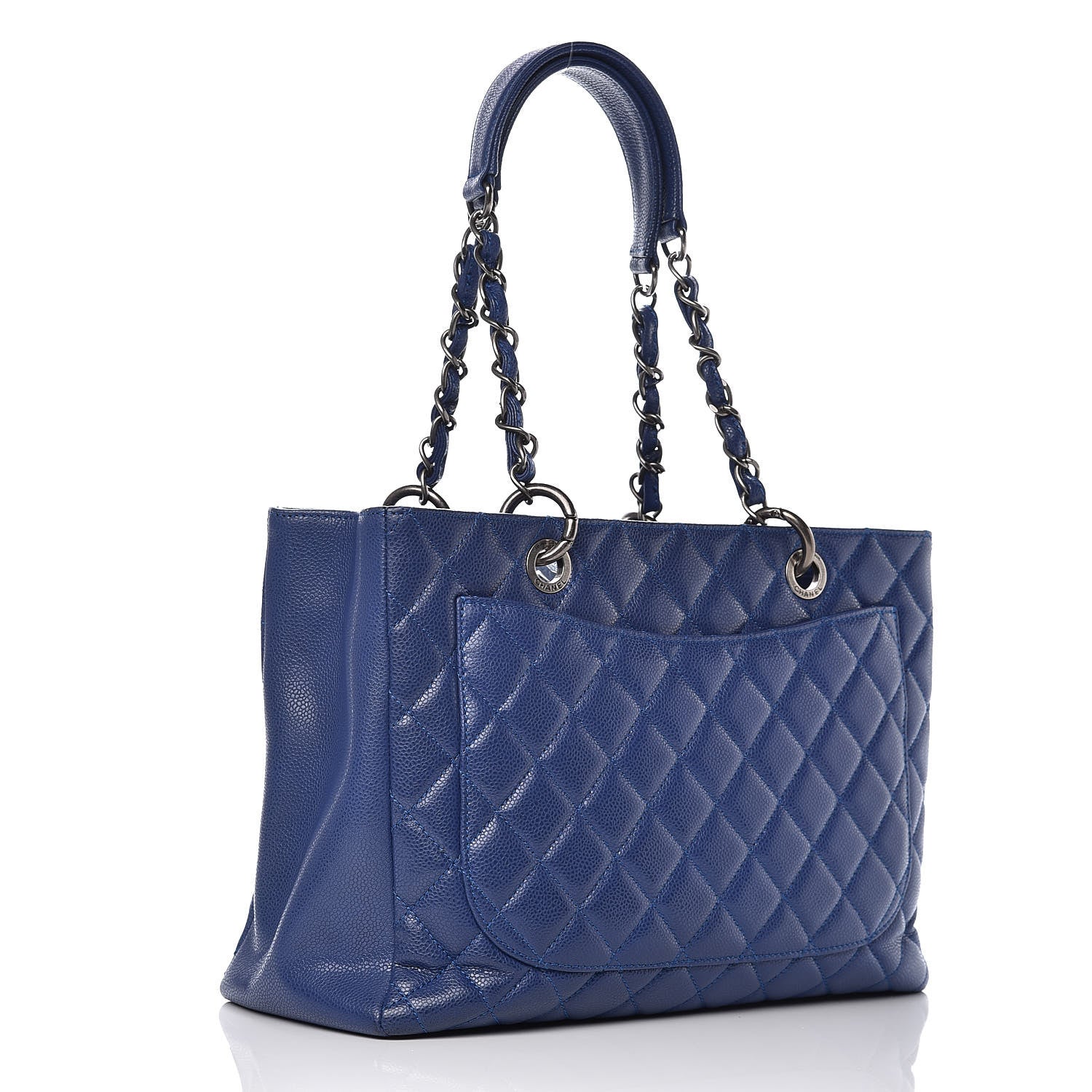 Chanel Caviar Quilted Grand Shopping Tote GST Dark Blue 3 of 12