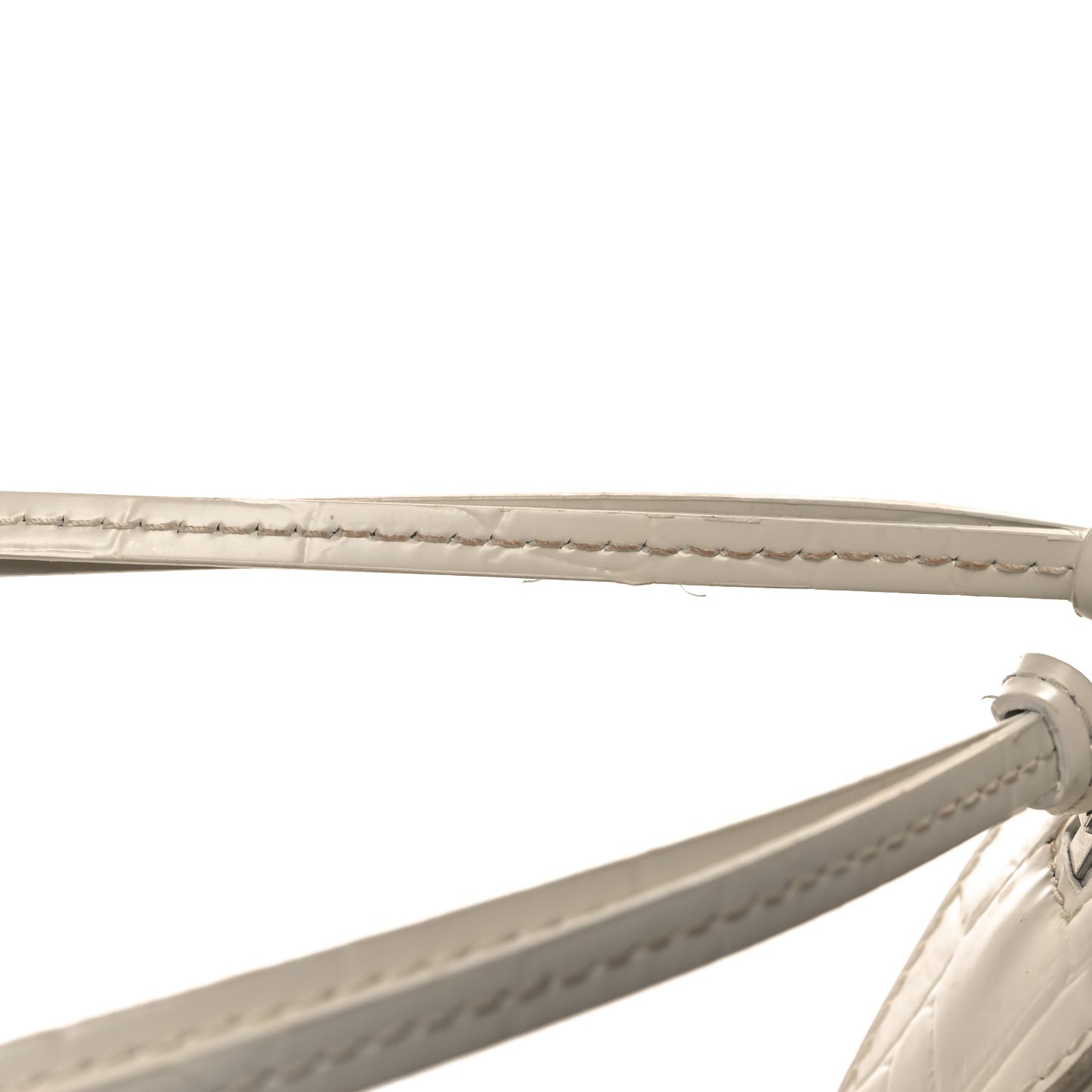 Semi Shiny Calfskin Crocodile Embossed Neo Classic Silver Hardware Mini City White