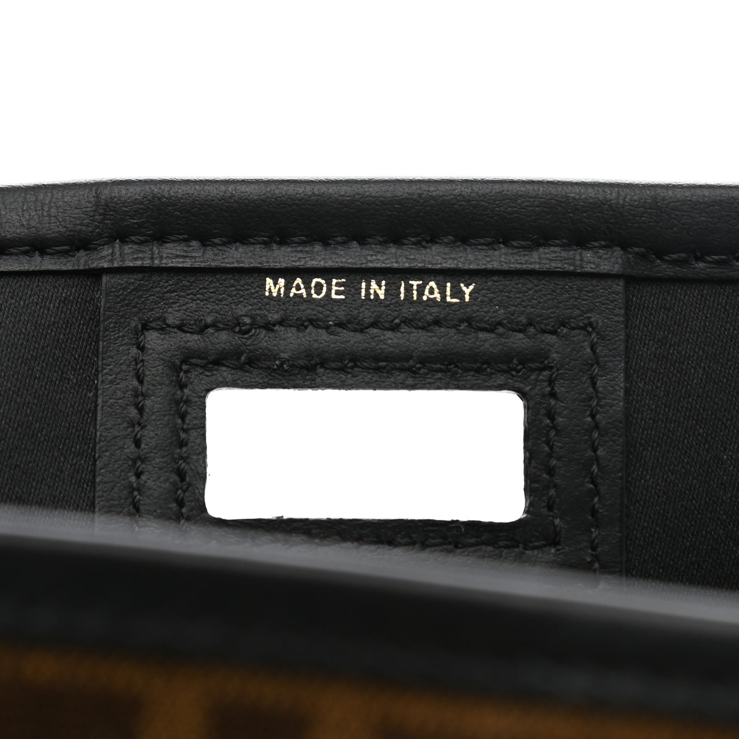 Glazed Fabric Vitello Century FF 1974 Stamp Patch Mini Peekaboo Defender Cover Mogano Panna Black