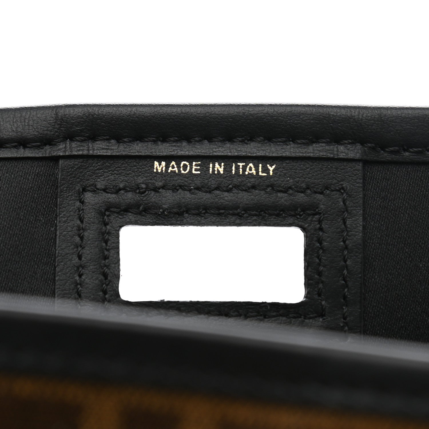 Fendi Glazed Fabric Vitello Century FF 1974 Stamp Patch Mini Peekaboo Defender Cover Mogano Panna Black 7 of 7
