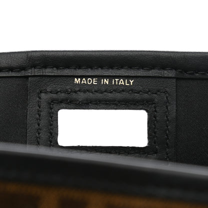 Fendi Glazed Fabric Vitello Century FF 1974 Stamp Patch Mini Peekaboo Defender Cover Mogano Panna Black 7 of 7