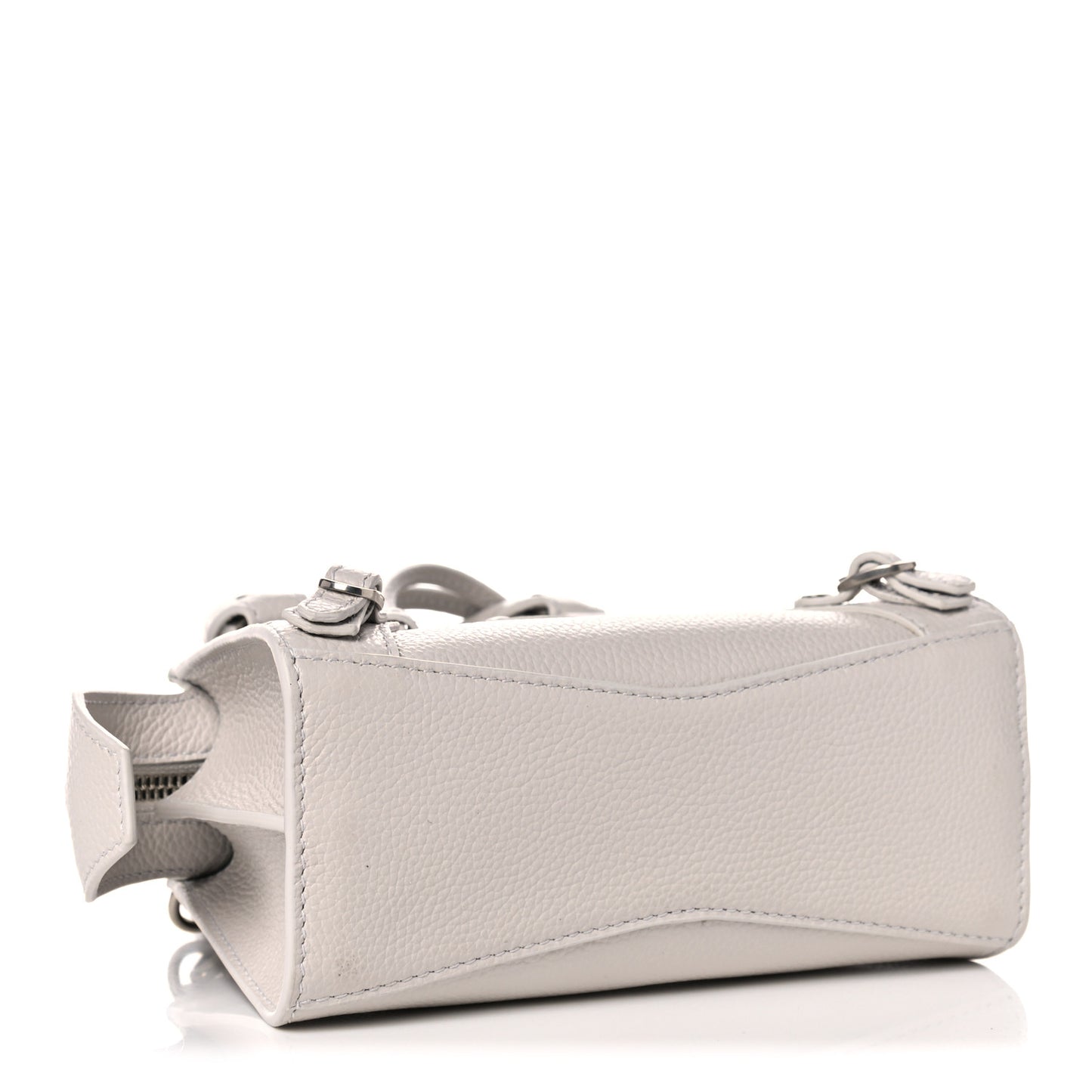Grained Calfskin Neo Classic Silver Hardware Nano City Crossbody Chalky White
