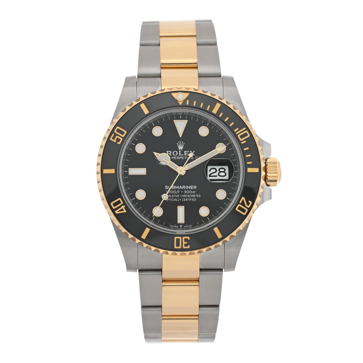 Stainless Steel 18K Yellow Gold 41mm Submariner Date Watch Black 126613LN