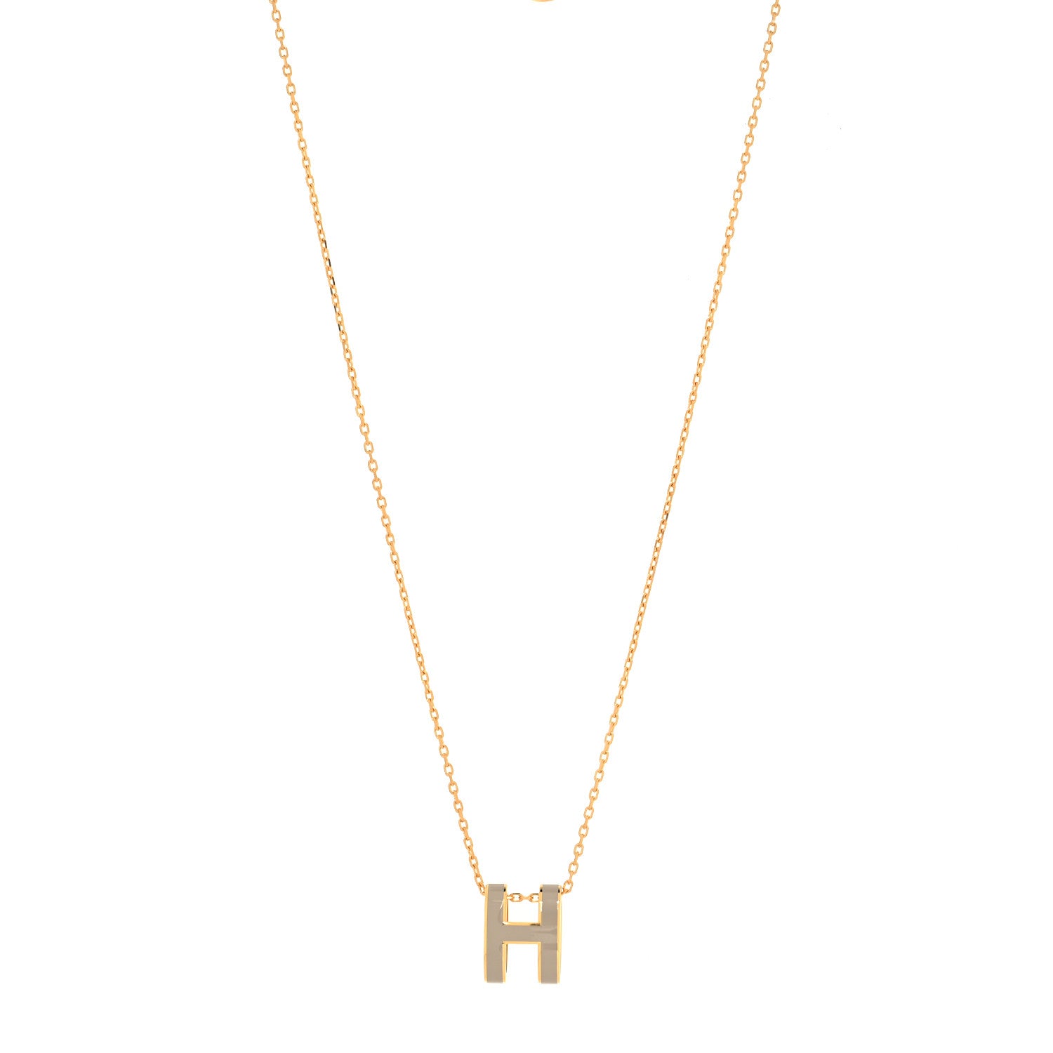 Hermes Lacquered Gold Pop H Pendant Necklace Marron Glace 1 of 6
