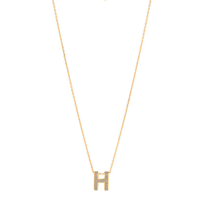 Hermes Lacquered Gold Pop H Pendant Necklace Marron Glace 1 of 6