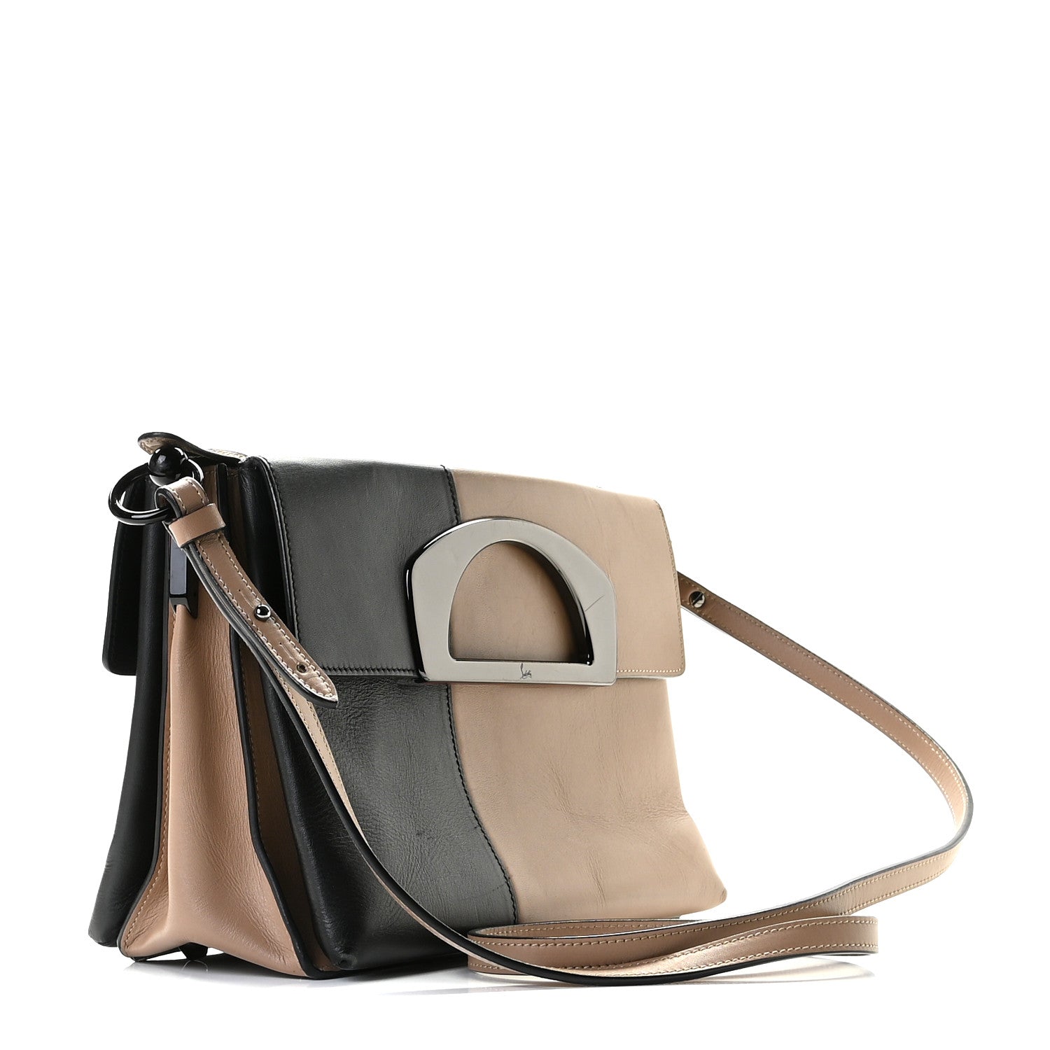 Christian Louboutin Grained Calfskin Passage Messenger Black Beige 4 of 18
