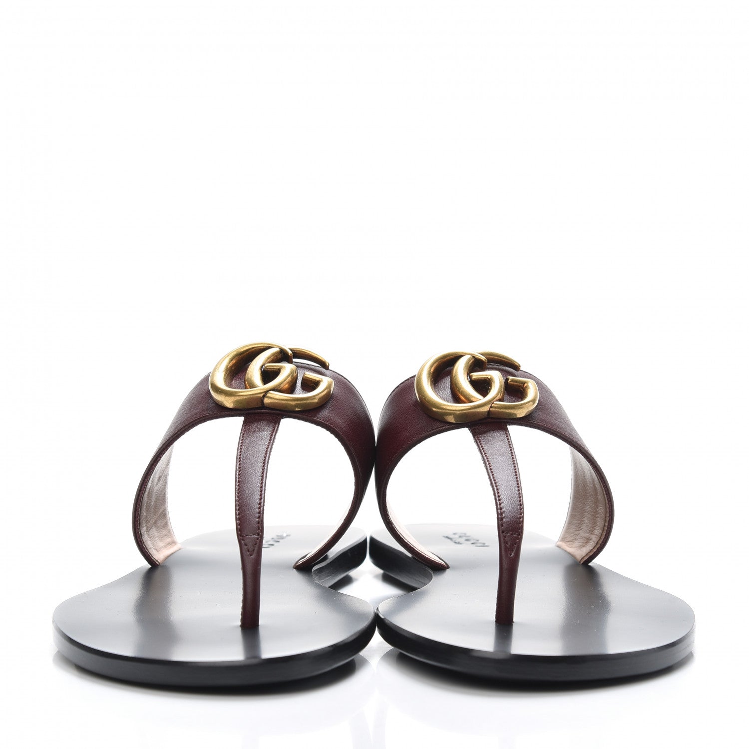 Gucci Calfskin GG Marmont Thong Sandals 36 Vintage Bordeaux 2 of 8