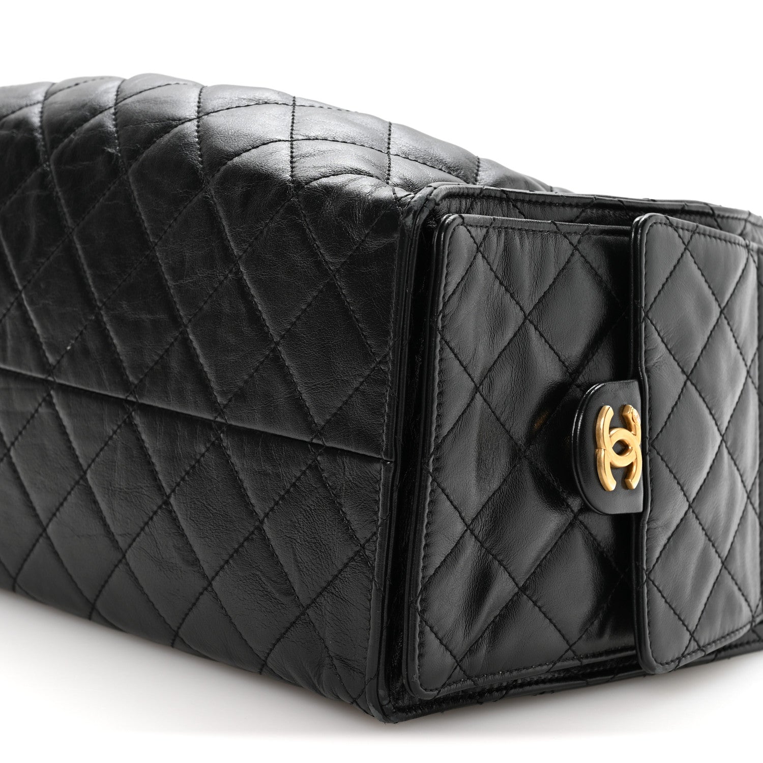Chanel Shiny Crumpled Calfskin Quilted Medium Chanel 25 Handbag Black 10 of 10