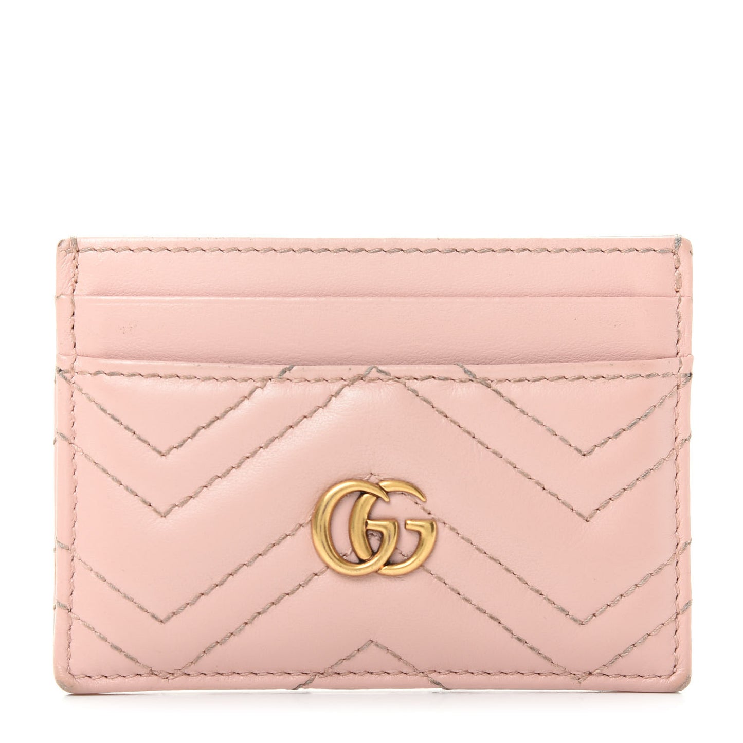 Calfskin Matelasse GG Marmont Card Holder Perfect Pink
