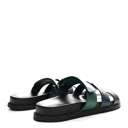 Hermes Epsom Mens Chypre Sandals 41 Bleu Celeste Vert Oyat 5 of 11