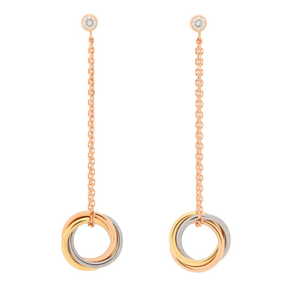 Cartier 18K Pink Yellow White Gold Diamond Small Trinity Drop Earrings 1 of 5