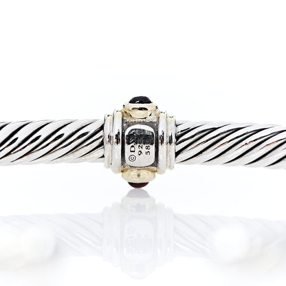 David Yurman Sterling Silver 14K Yellow Gold Rhodolite Garnet Pink Tourmaline 5mm Cable Renaissance Station Bracelet 3 of 3