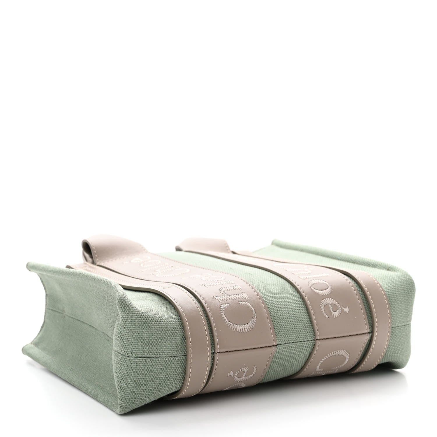 Chloe Cotton Calfskin Small Woody Ribbon Tote Faded Green 4 of 11