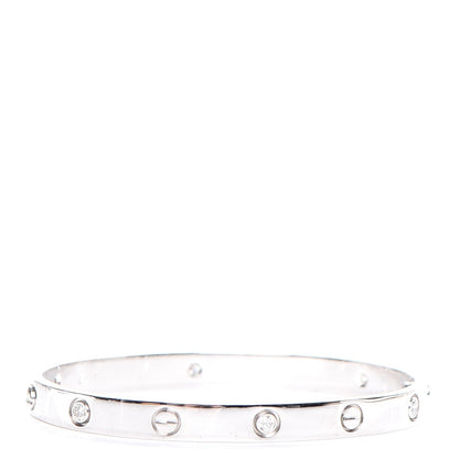Cartier 18K White Gold 6 Diamond LOVE Bracelet 18 3 of 9