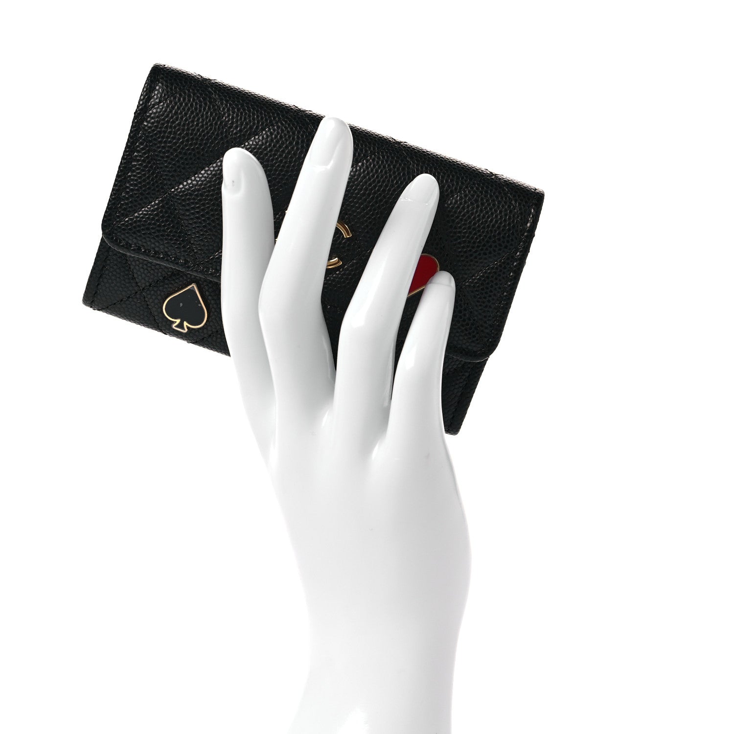 Chanel Caviar Quilted Enamel Coco Casino Flap Card Holder Wallet Black 2 of 8