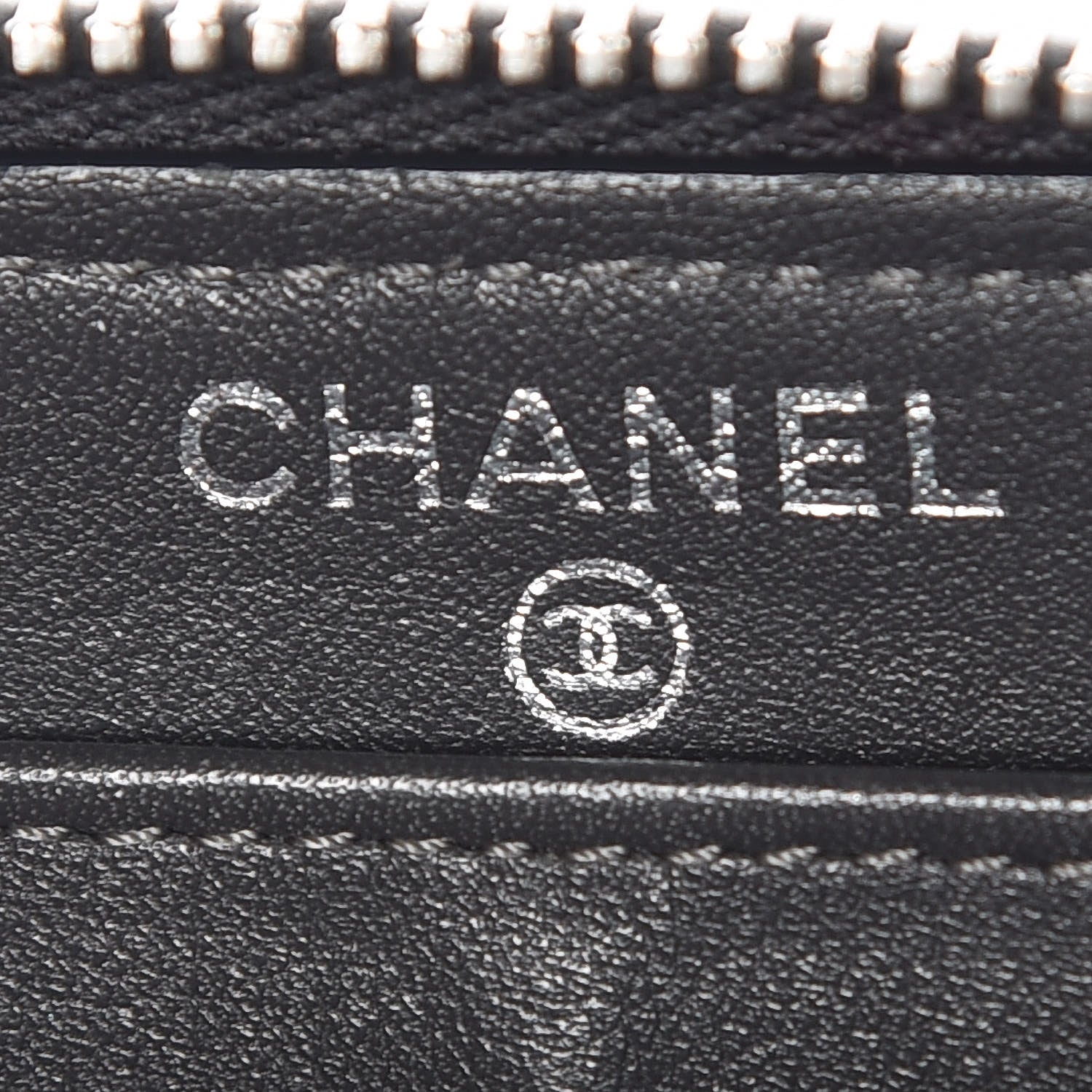 Chanel Striated Patent Zip Around Wallet Dark Grey 6 of 8