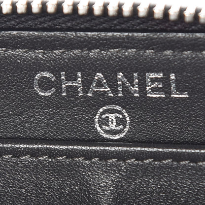 Chanel Striated Patent Zip Around Wallet Dark Grey 6 of 8