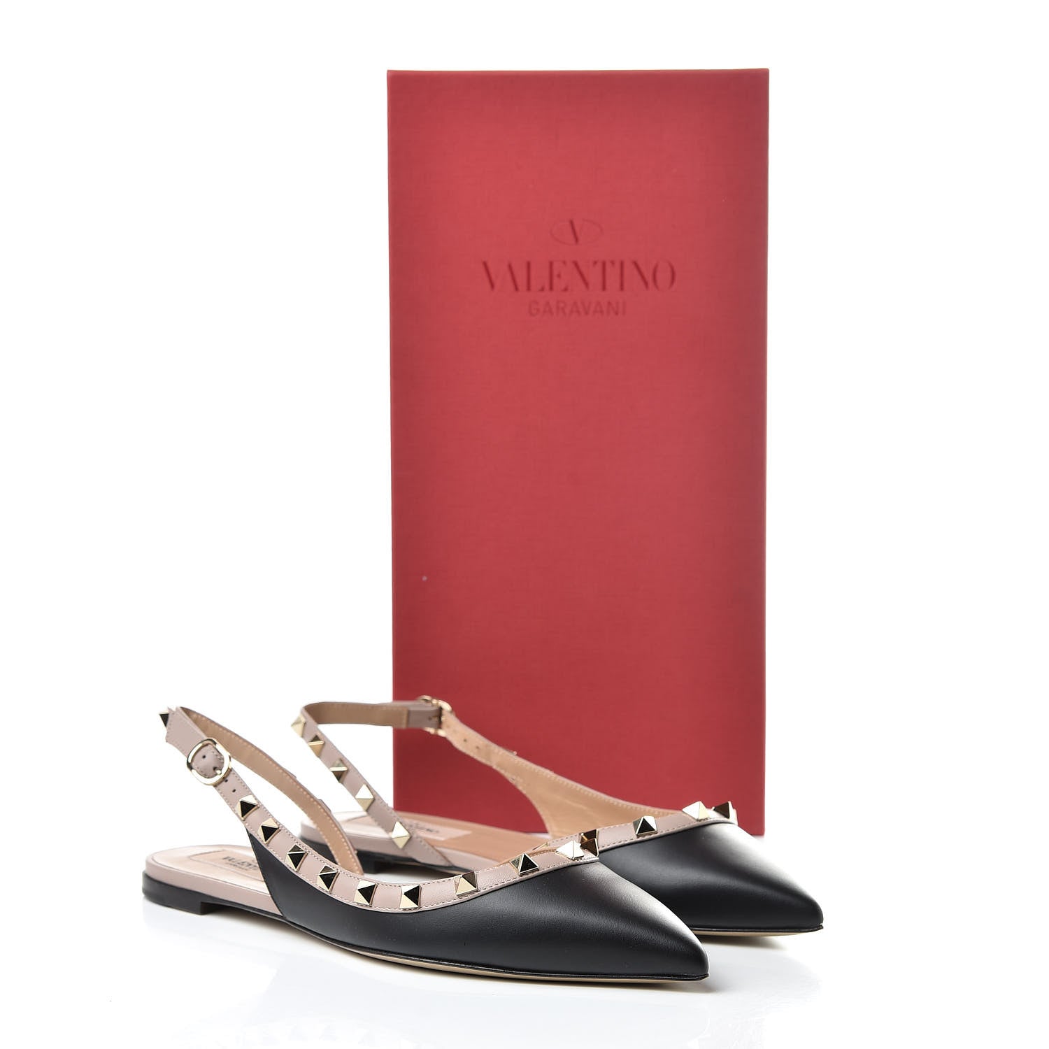 Valentino Garavani Nappa Rockstud Slingback Flats 37 Black Poudre 9 of 9