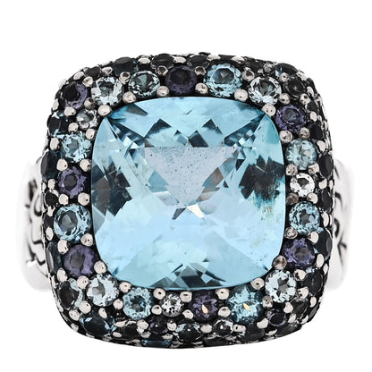 John Hardy Sterling Silver Blue Topaz Iolite Aquamarine Batu Classic Chain Ring 50 5.5 1 of 6