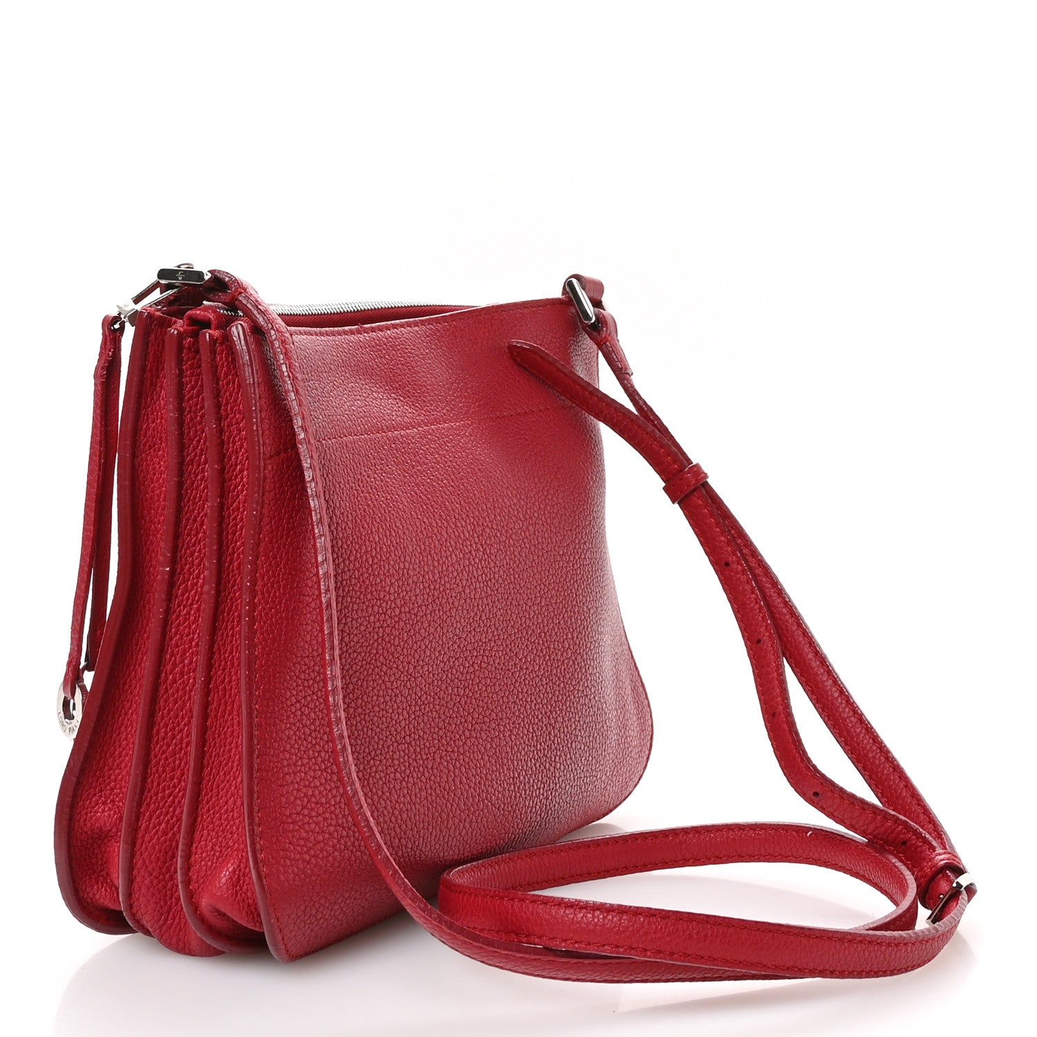 Loro Piana Grained Calfskin Milky Way Shoulder Bag Red 3 of 12
