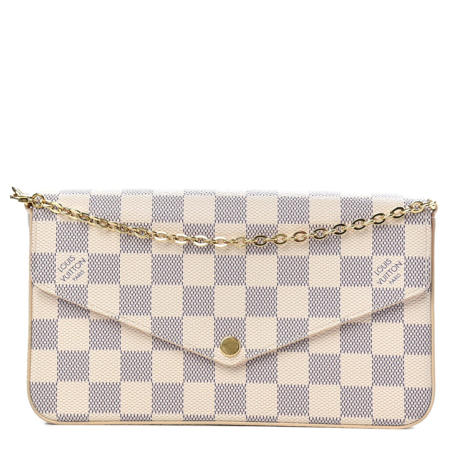 Louis Vuitton Damier Azur Pochette Felicie Chain Wallet Rose Ballerine 1 of 9