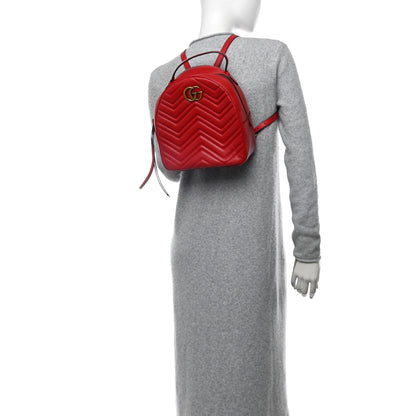 Gucci Calfskin Matelasse GG Marmont Dome Backpack Hibiscus Red 2 of 11