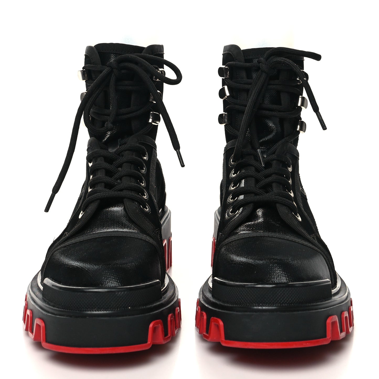 Canvas Calfskin Panaroot Dune Flat Boots 41 Black