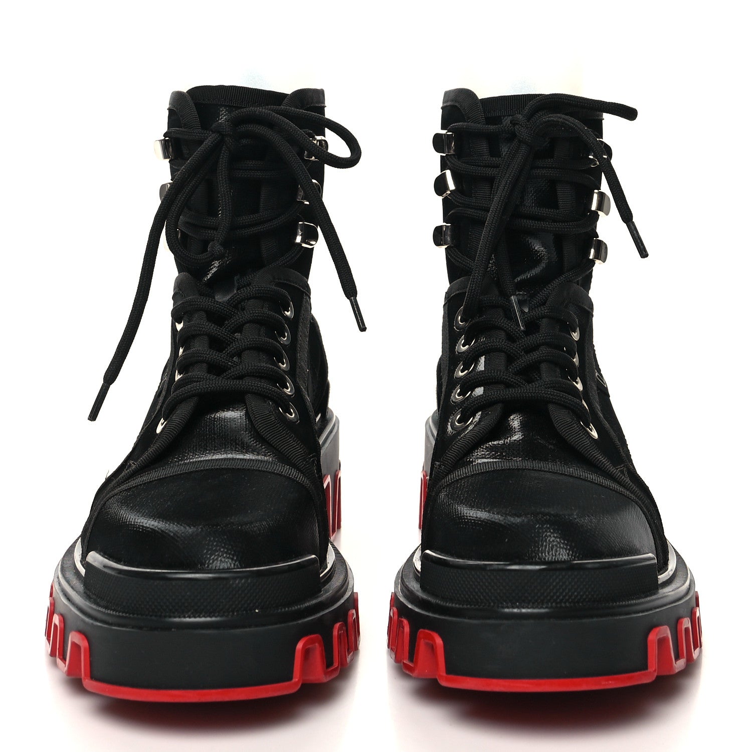 Christian Louboutin Canvas Calfskin Panaroot Dune Flat Boots 41 Black 2 of 9