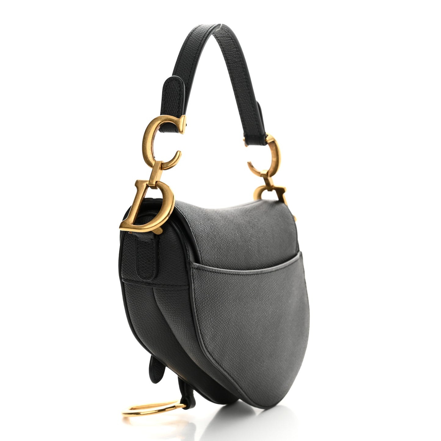 Grained Calfskin Mini Saddle Bag Black