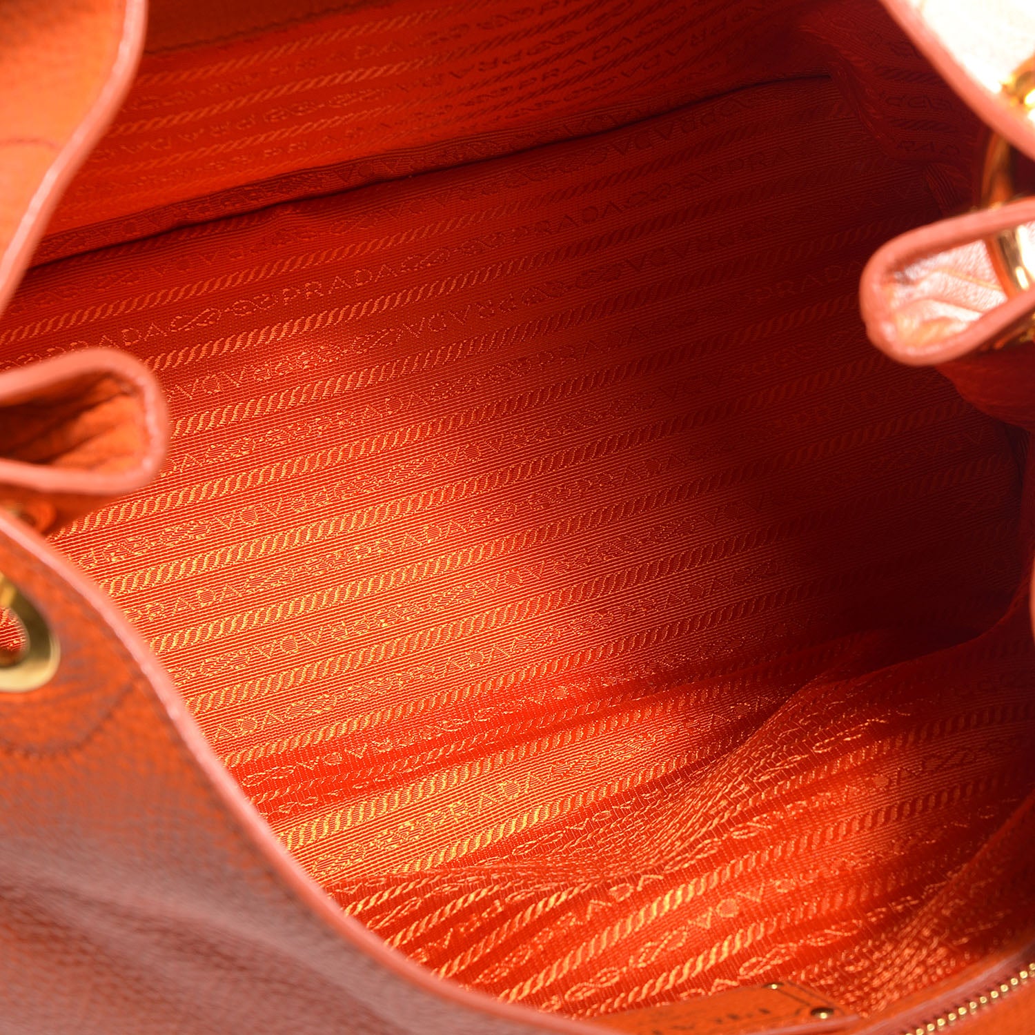 Prada Vitello Daino Leather Large Hobo Papaya 7 of 11