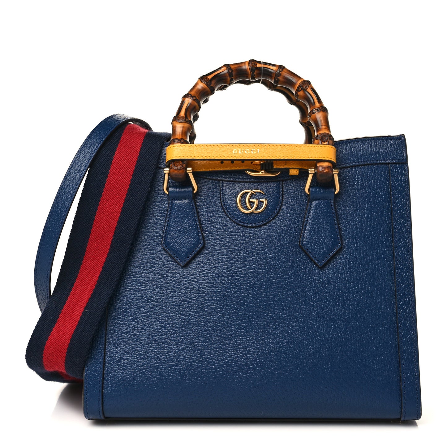 Textured Dollar Calfskin Web Small Diana Tote Bag Royal Crop