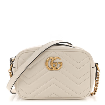 Gucci Calfskin Matelasse Mini GG Marmont Chain Shoulder Bag White 1 of 10