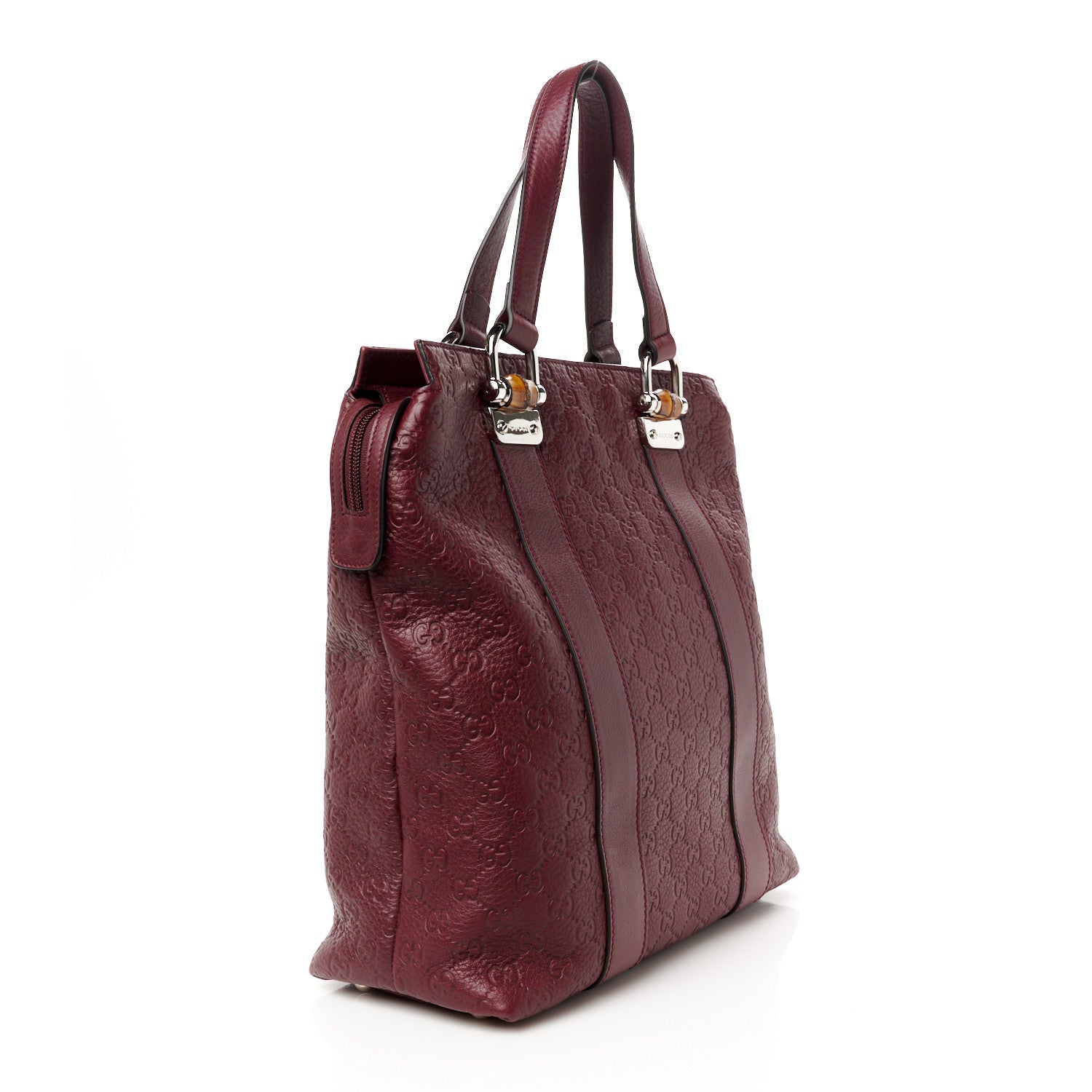 Gucci Guccissima Tender Bamboo Bar Tote Burgundy 3 of 10