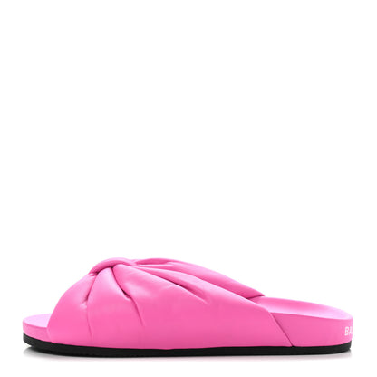 Balenciaga Smooth Nappa Logo Puffy Slide Sandals 37 Fluo Pink White 1 of 6