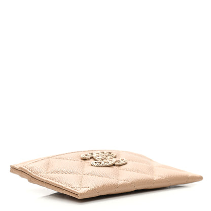 Chanel Caviar Quilted Crystal Card Holder Beige 4 of 9