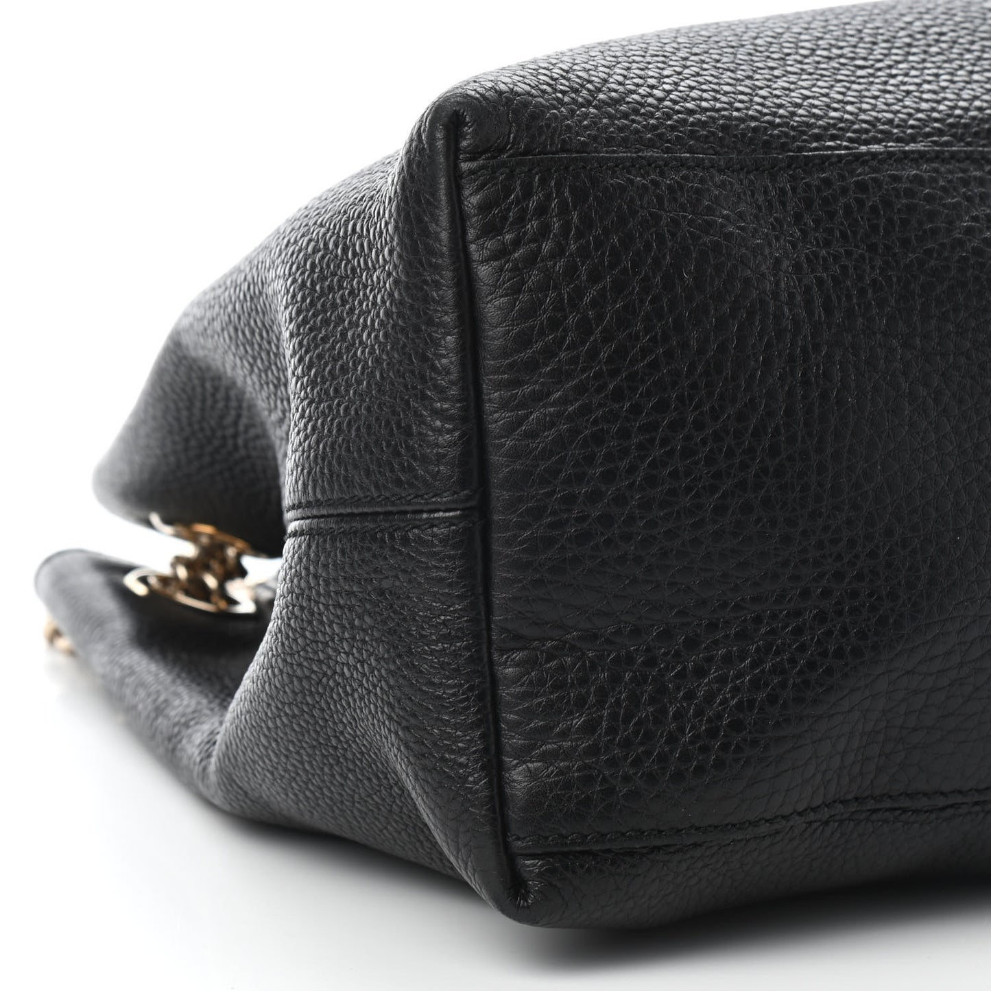 Pebbled Calfskin Medium Soho Chain Shoulder Bag Black