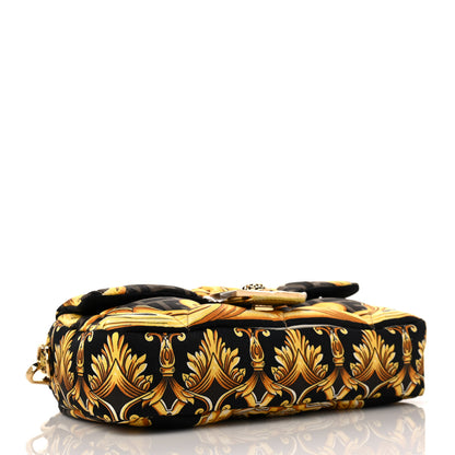 Fendi X VERSACE Silk Fendace FF Baroque Quilted Scarf Baguette Black Gold 4 of 8