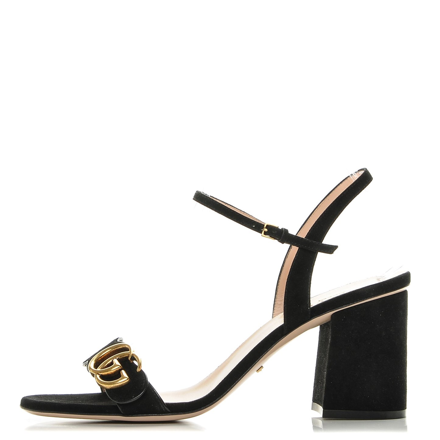 Kid Scamosciato GG Marmont Ankle Wrap 75mm Sandals 40.5 Black