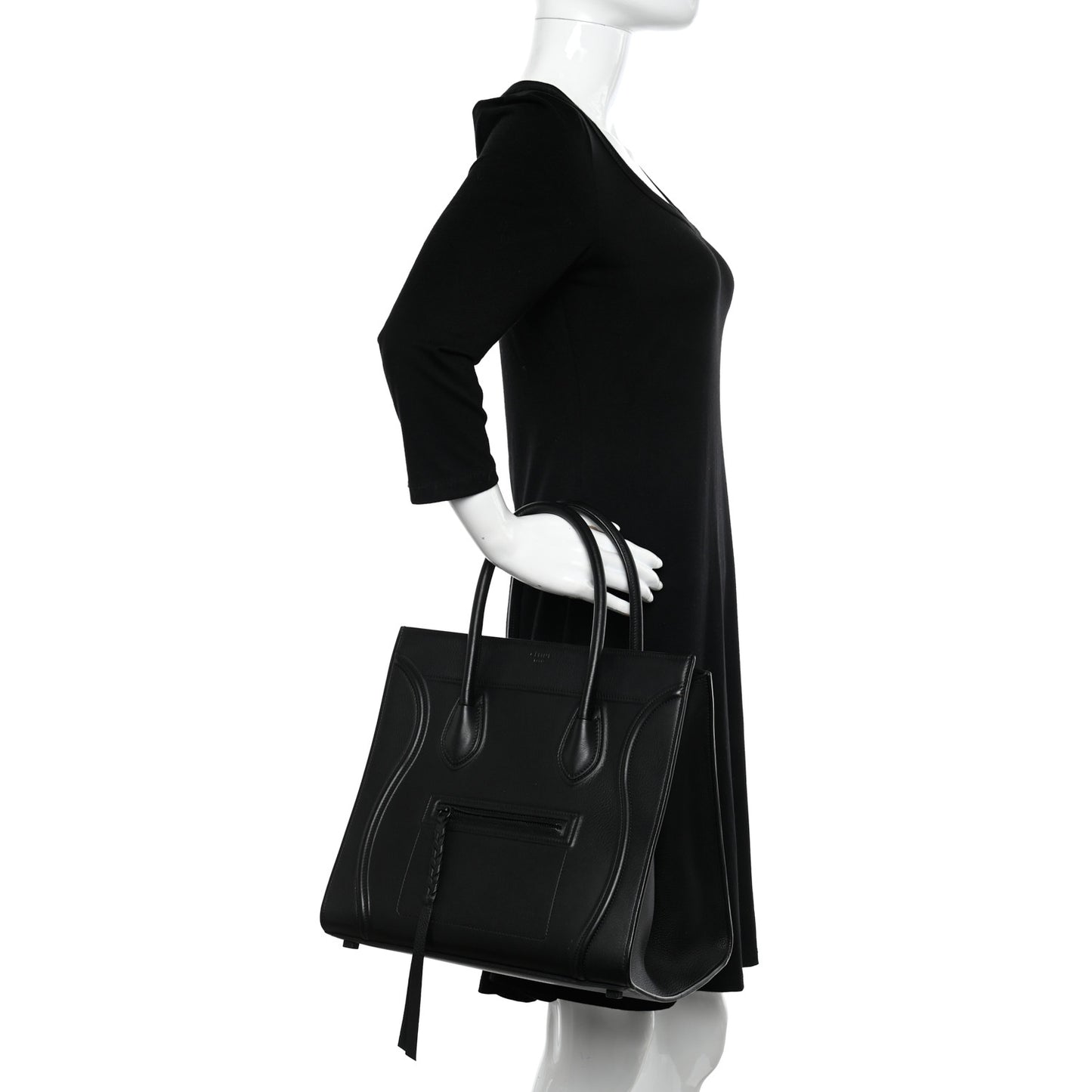 Smooth Calfskin Medium Phantom Luggage Black