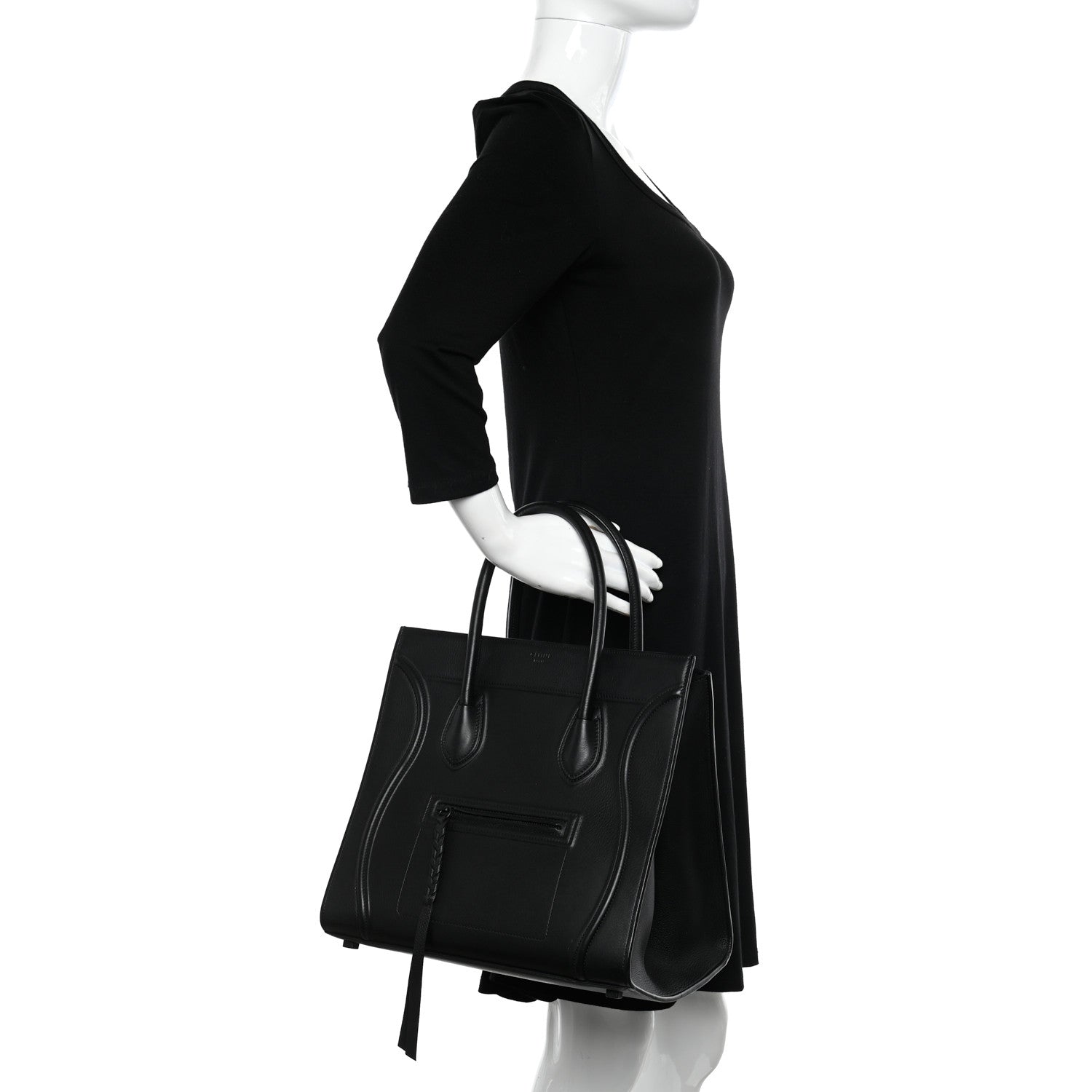 Celine Smooth Calfskin Medium Phantom Luggage Black 2 of 11