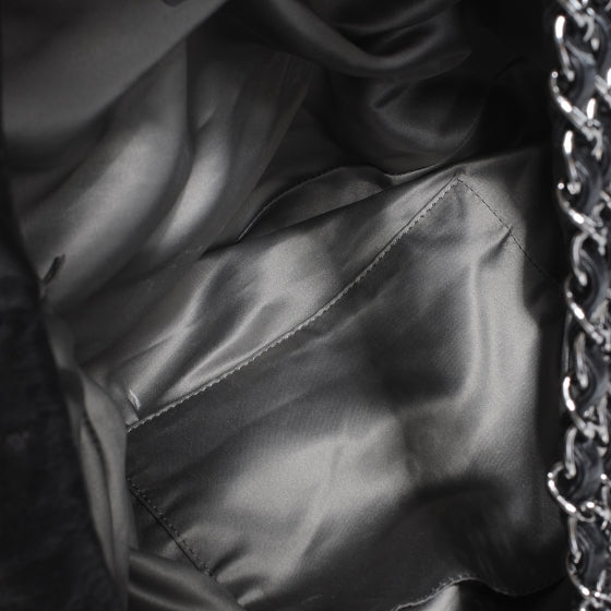 Lambskin Large Rock and Chain Hobo Black