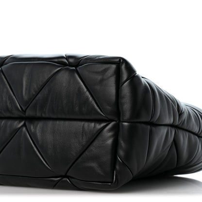 Prada Nappa Triangle Quilted Padded Double Handled Zip Pocket Tote Black 11 of 14