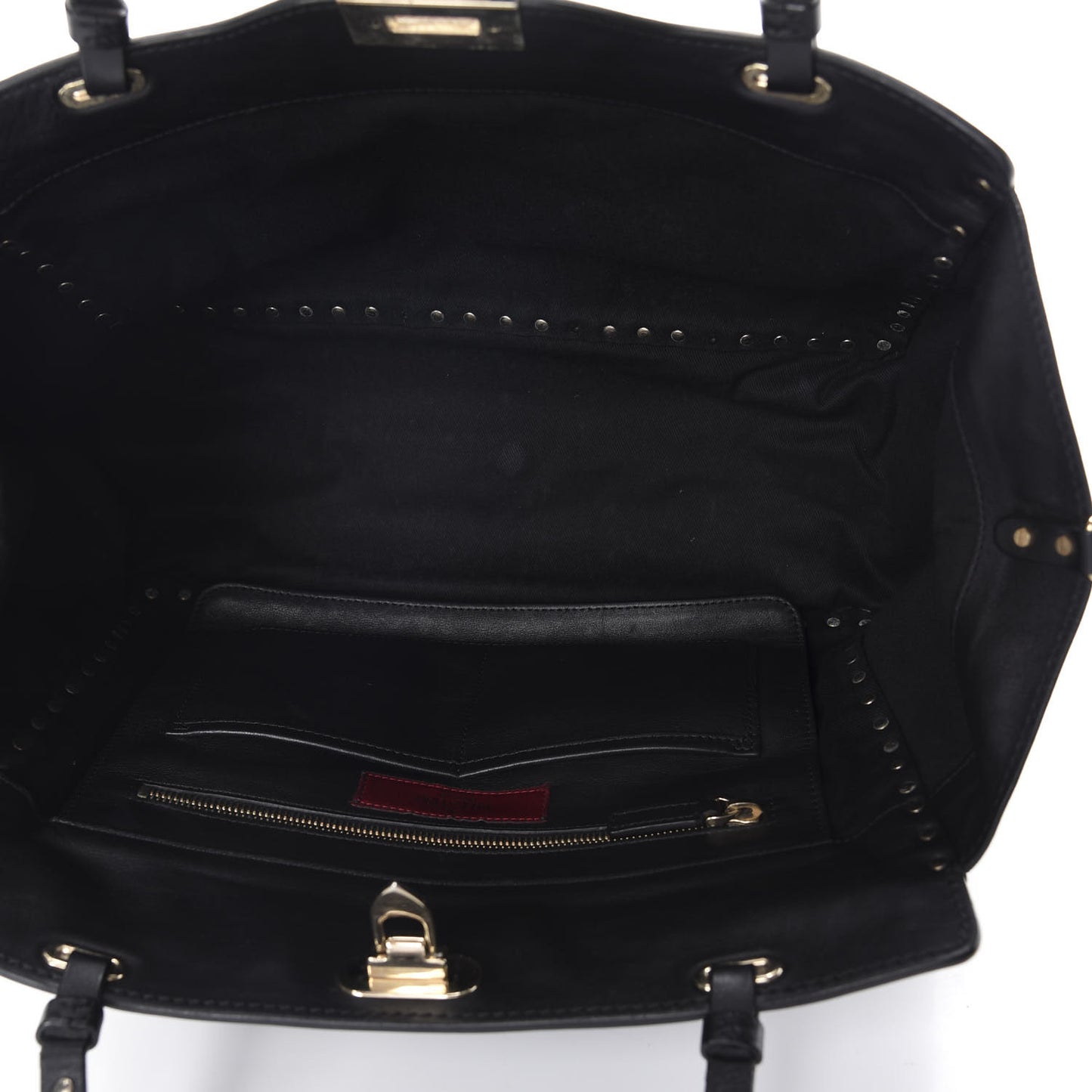 Vitello Medium Rockstud Tote Black