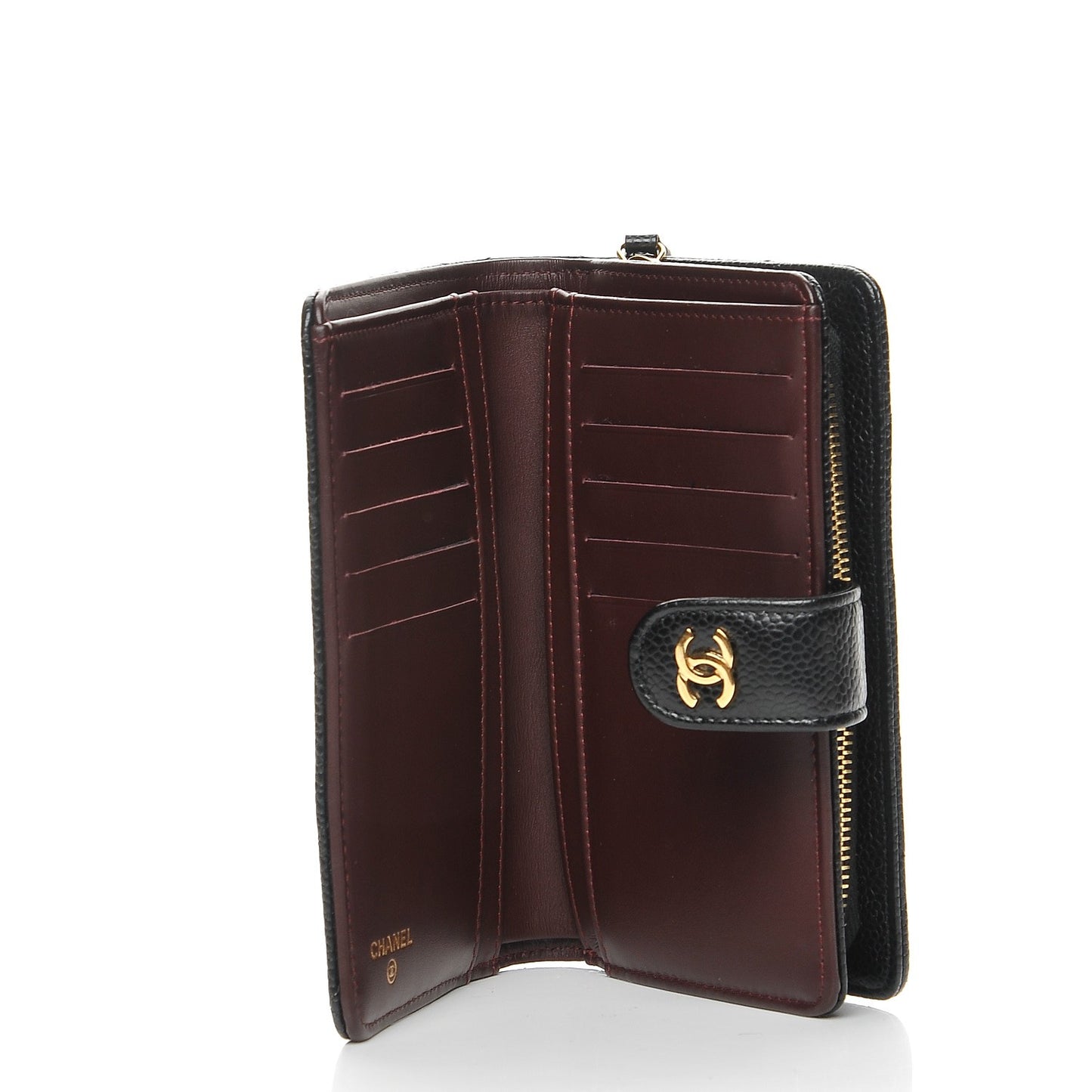 Caviar Quilted Zipped Pocket Wallet Black