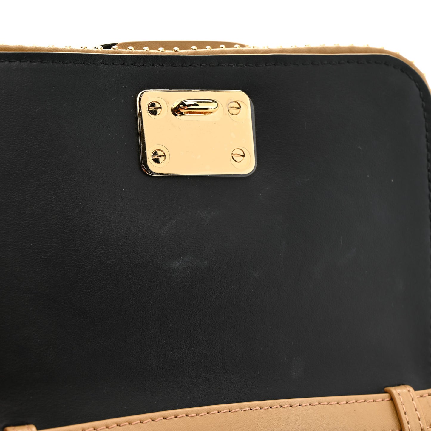 Calfskin Studded Mini Vara Bow Crossbody Bag Camel