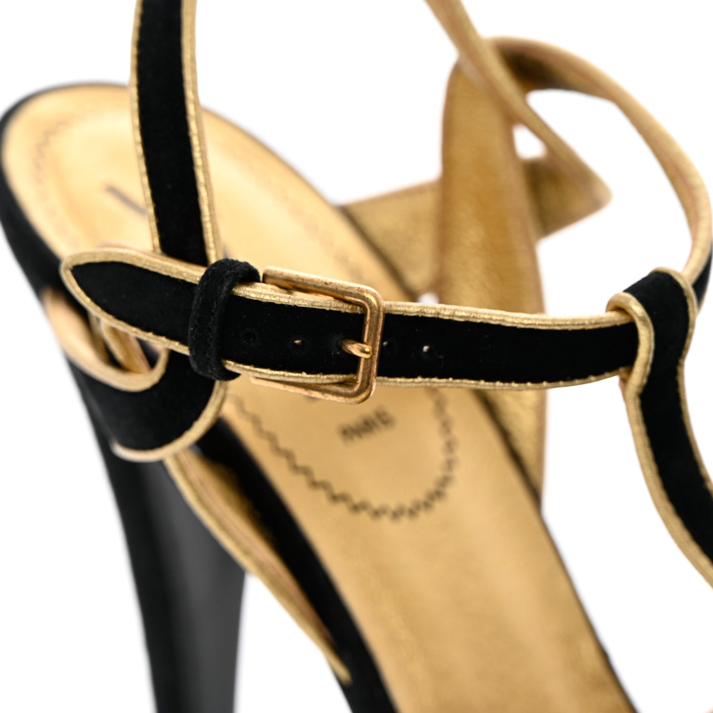 Suede Tribute 105 Platform Sandals 38.5 Black Gold